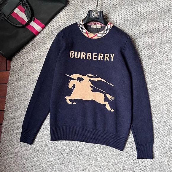 Burberry Other - Burberry Navy Blue Crew Neck Knit Sweater with Equestrian Logo